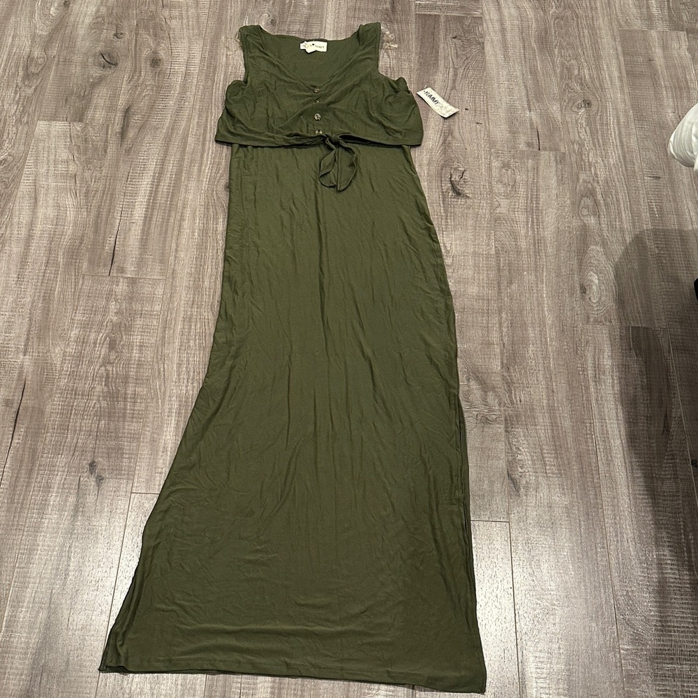 Elegant Olive Green Maxi Dress